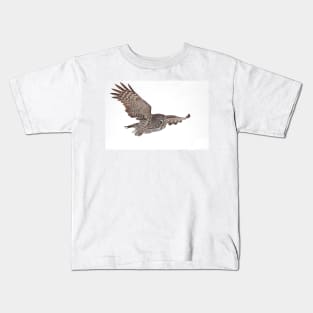 In Flight - Great Grey Owl Kids T-Shirt